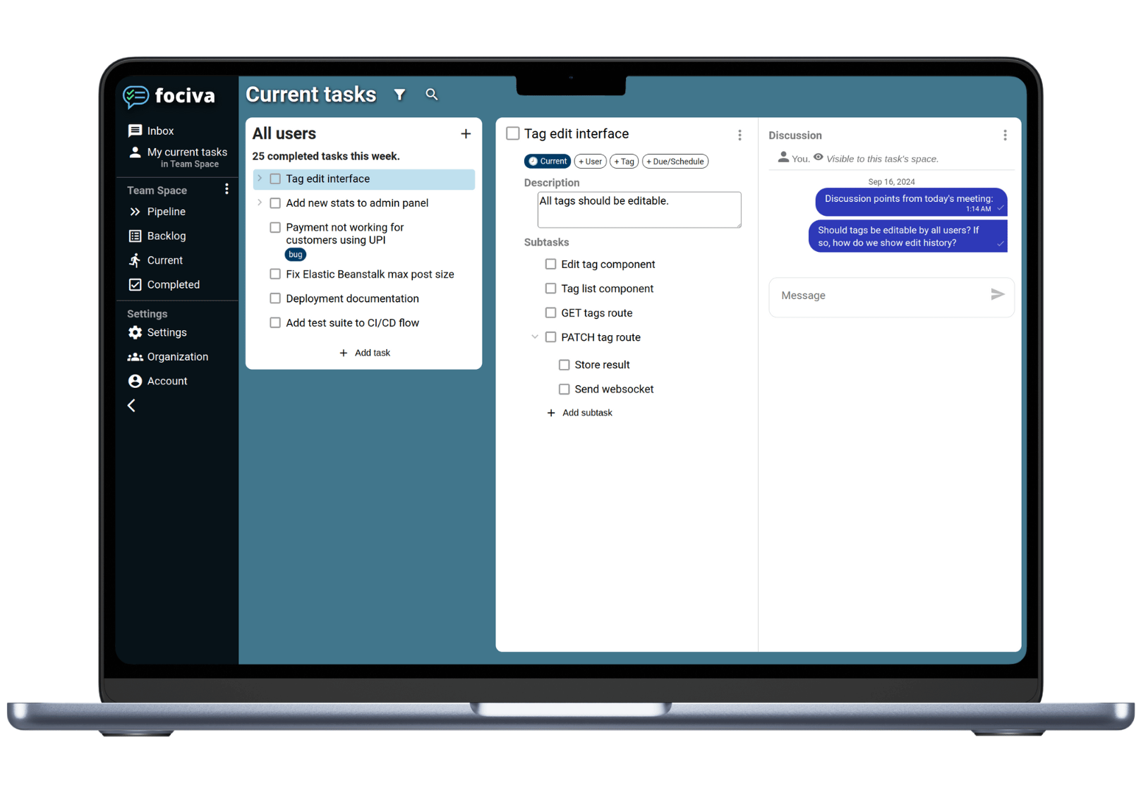 Fociva platform on a laptop computer